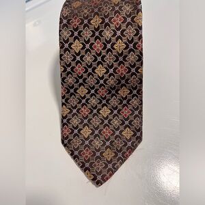 Joseph Abboud Men’s Stylish Quality Woven Necktie, Brown & Repeat Geometric